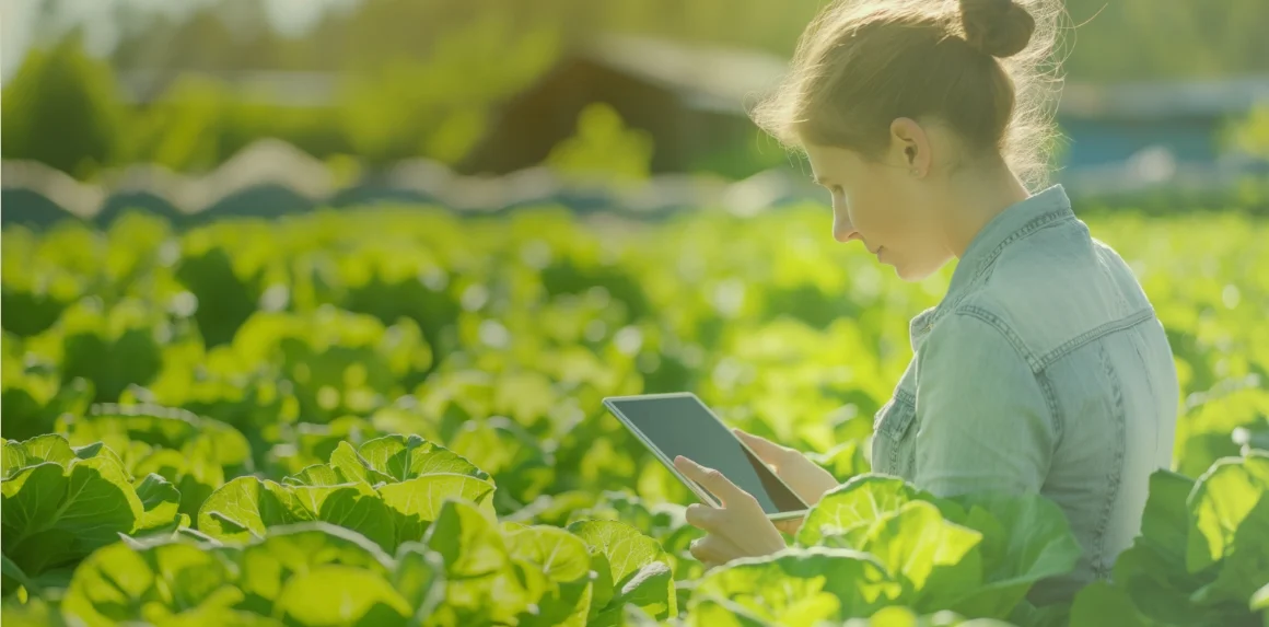 タブレットを見る女性